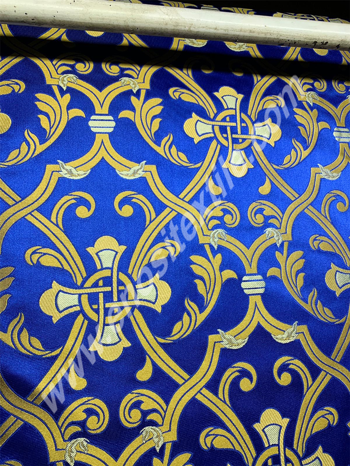 KL-043 Dark Blue-Gold Brocade Fabrics